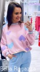Sweter w serduszka JOKO pink