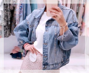 Kurtka jeansowa z napami Glori