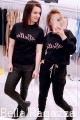 bluzka z dekoltem damska oversize z haftem biała spodnie dresowe z wysokim stanem bluza damska oversize
